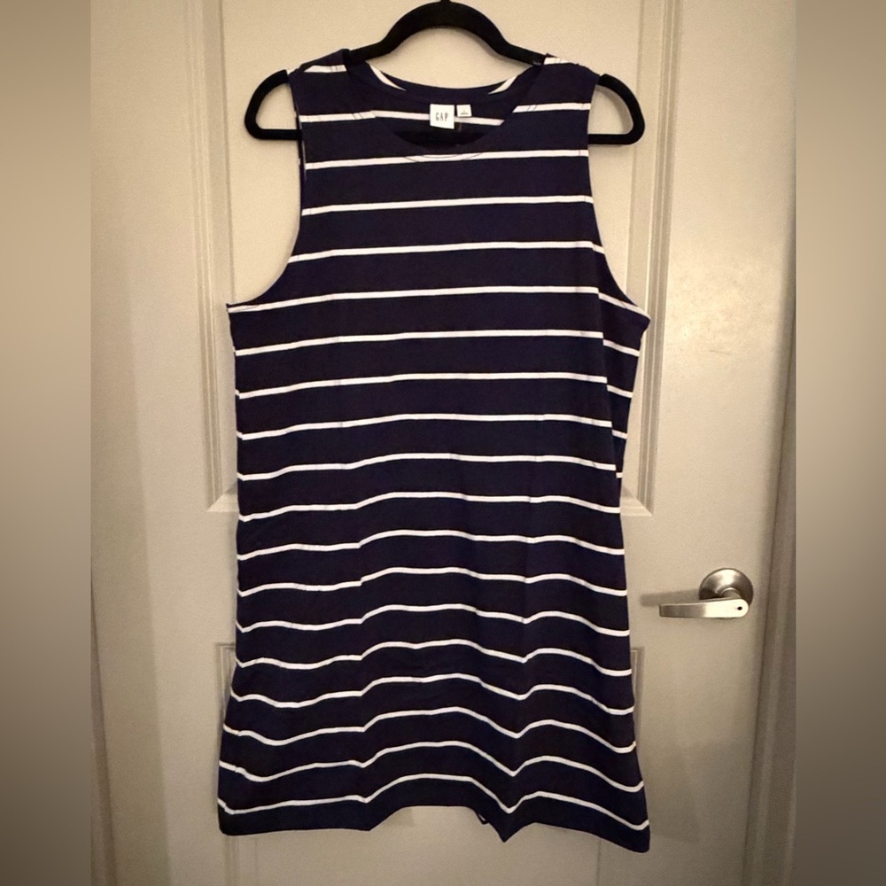 GAP Striped Navy and White Tank Shirt Dress | Size Large